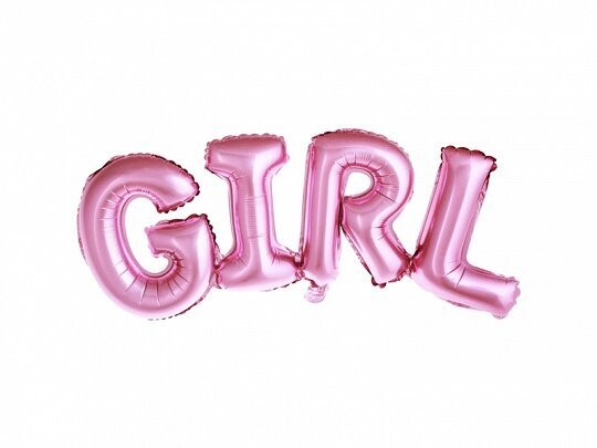 BALLON METAL "GIRL" ROSE 74X33CM
