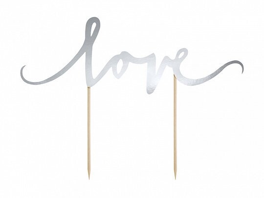 CAKE TOPPER "LOVE" ARGENT 17CM