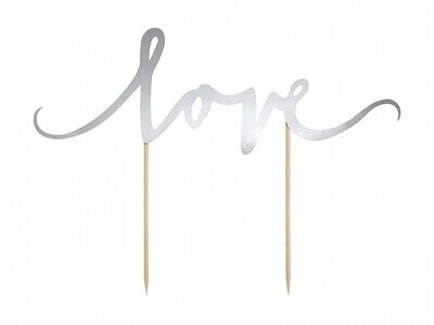 CAKE TOPPER  CAKE TOPPER "LOVE" ARGENT 17CM
