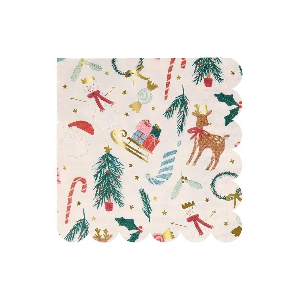 SERVIETTE NOEL FESTIF 33CM (x16)