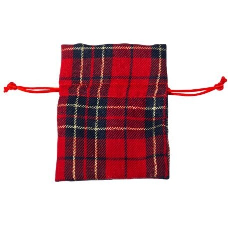 POCHON TARTAN TISSU ET FIL OR 8x10CM (x4)