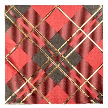 SERVIETTE TARTAN 3 PLIS DORURE OR 33x33CM (x16)