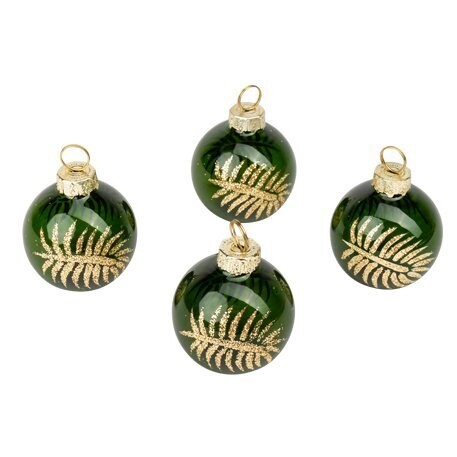 MARQUE PLACE BOULES TROPICAL VERT PAILLETTES OR 5CM (x4)
