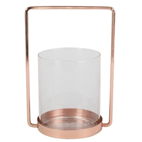 PHOTOPHORE / VASE BROOM VERRE ET ROSE GOLD GM 25x16CM