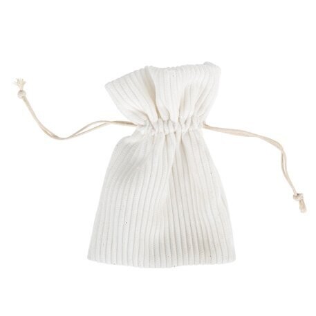 POCHON VELOURS COTELE BLANC 14x10CM (x4)