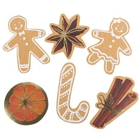 DECO DE TABLE PAIN D'ÉPICE KRAFT PAILL BLANCHES (x6)