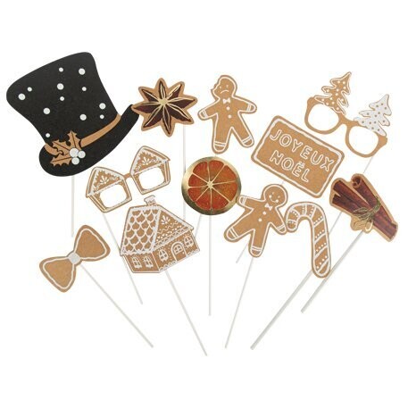 KIT PHOTOBOOTH PAIN D'ÉPICE KRAFT PAILL BLANCHES I2 PCS