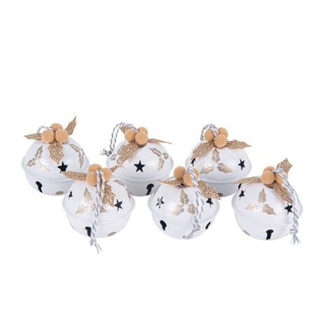 SUSPENSION GRELOTS HOUX BLANCS PAILLETTES CHAMPAGNE (x6)