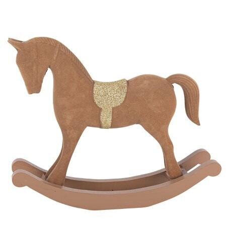 CHEVAL A BASCULE CAMEL PAILLETTES OR 37,5X32CM