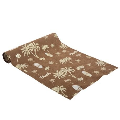 CHEMIN DE TABLE BEACH AND SURF SUEDINE CAMEL OR IVOIRE ET CHOCOLAT 28CMx3M
