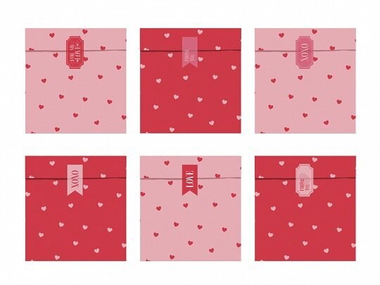 SAC A GODDIES PETITS COEURS ROUGE ET ROSE 13x14CM (x6)