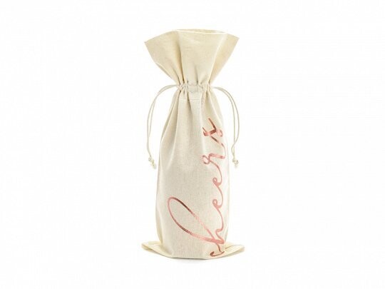 SAC A BOUTEILLE COTON CHEERS ROSE GOLD 15.5x36CM