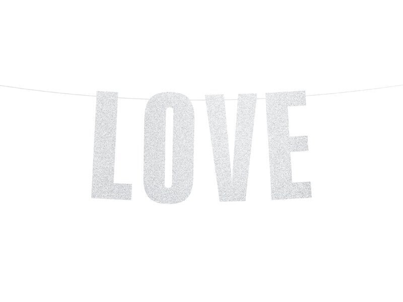 GUIRLANDE "LOVE" PAILLETTES ARGENT 21x55CM