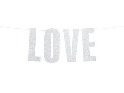 GUIRLANDE "LOVE" PAILLETTES ARGENT 21x55CM