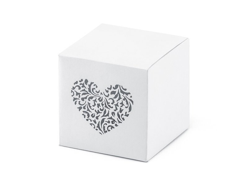 BOITE BLANCHE CARRE PETIT COEUR 5x5CM (x10)