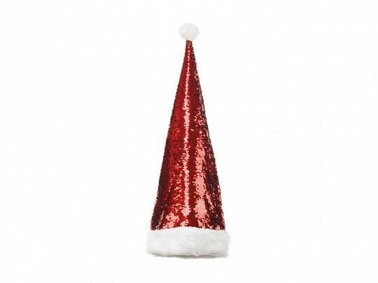 BONNET PERE NOEL SEQUINS ROUGE 70CM