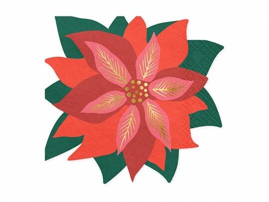 SERVIETTE FORME POINSETTIAS 15CM (x20)