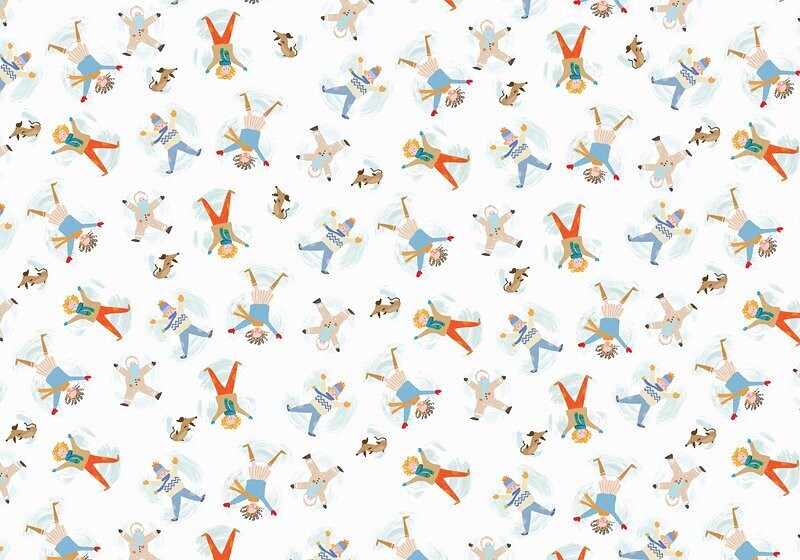 PAPIER CADEAU ENFANTS DANS LA NEIGE 70CMx2M