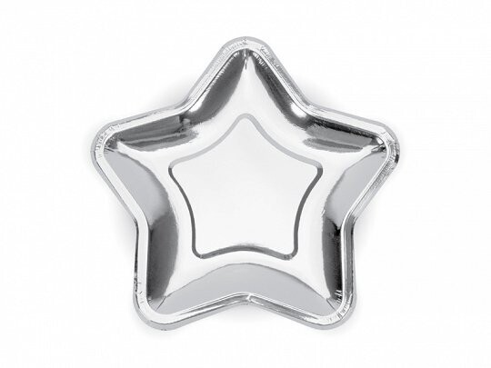 ASSIETTE FORME ETOILE ARGENT 23CM (x6)
