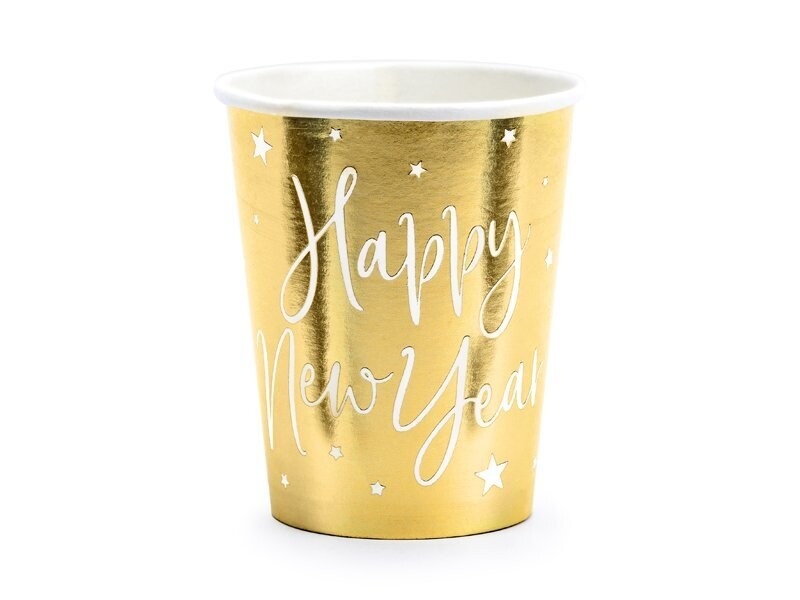 GOBELET OR "HAPPY NEW YEAR" BLANC 220ML (x6)