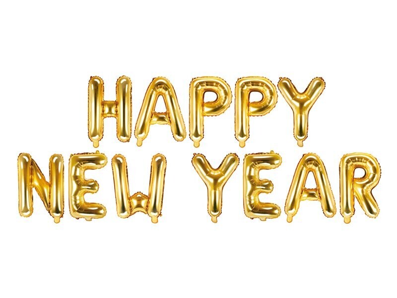 BALLON METAL "HAPPY NEW YEAR" OR 46CMx4.22M