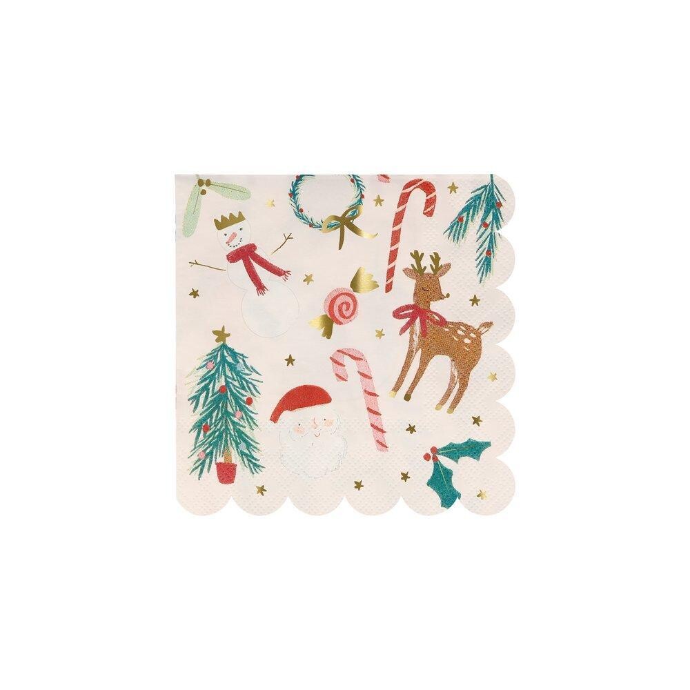 SERVIETTE COCKTAIL NOEL FESTIF 12.5CM (X16)