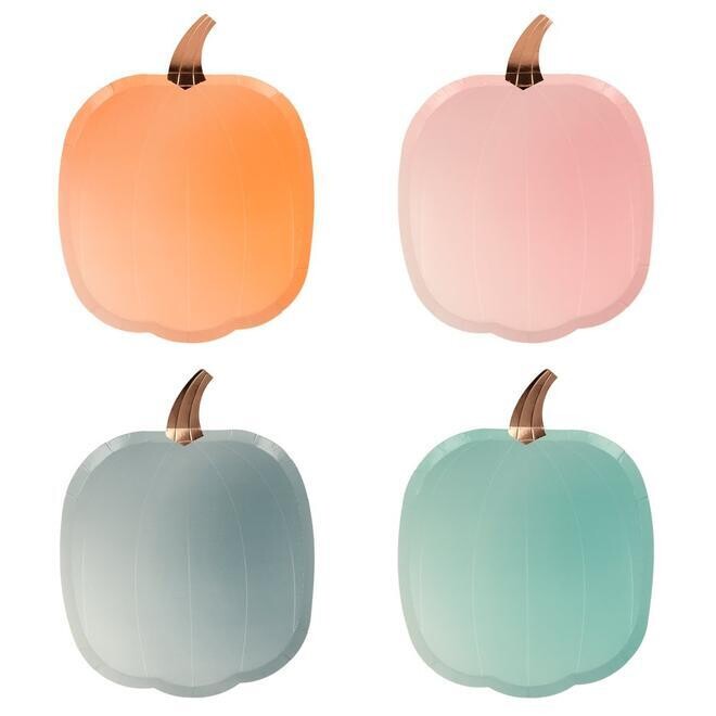 ASSIETTE FORME CITROUILLE PASTEL 4 COLORIS ASSORTIS 20x26CM (x8)