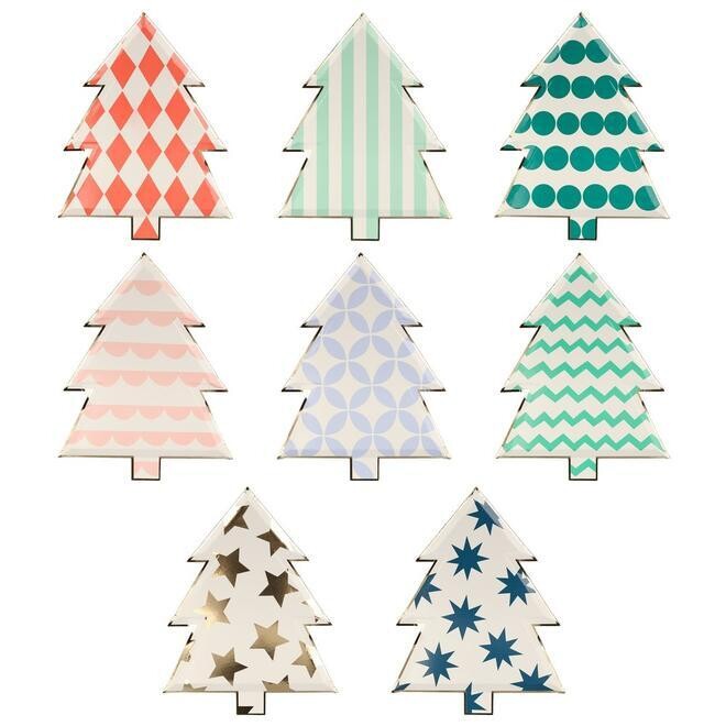 ASSIETTE FORME SAPIN 8 MODELES ASSORTIS 20x26CM (x8)