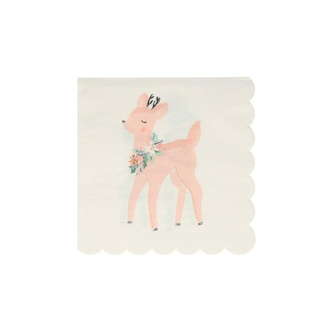 SERVIETTE COCKTAIL PETIT RENNE PASTEL 12.5CM (x16)