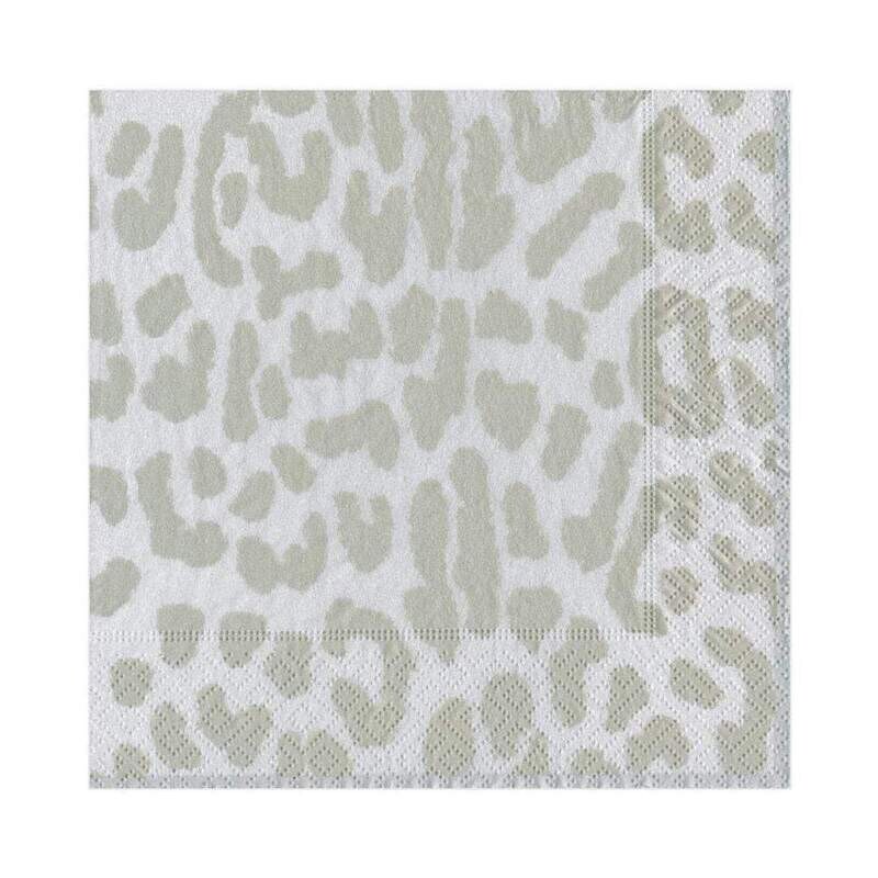 SERVIETTE LEOPARD ARGENT 33CM (x20)