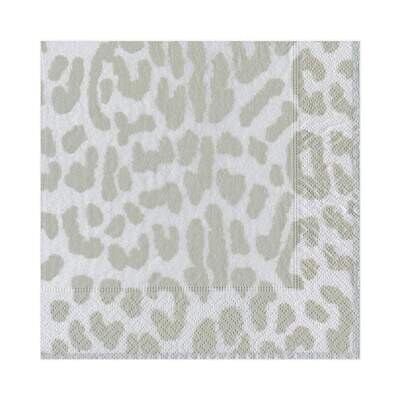 SERVIETTE LEOPARD ARGENT 33CM (x20)