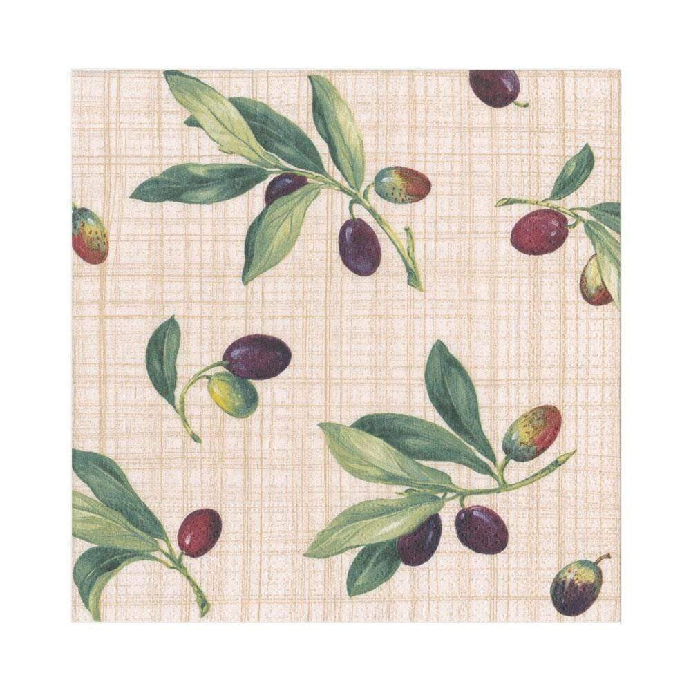 SERVIETTE MOTIF OLIVES 33CM (X20)