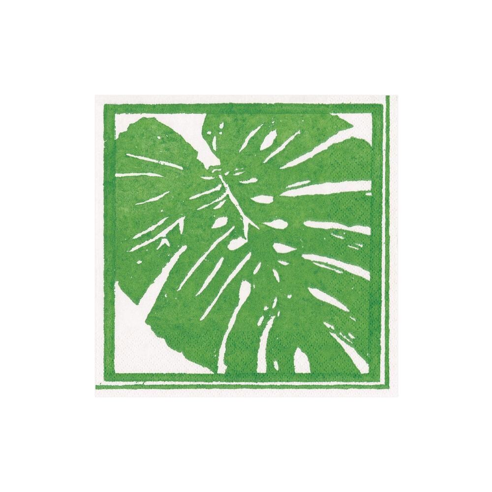SERVIETTE COCKTAIL FEUILLE MONSTERA 12.7CM (X20)