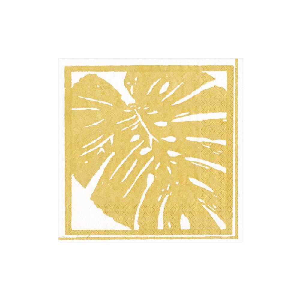 SERVIETTE COCKTAIL FEUILLE MONSTERA DORE 12.7CM (X20)