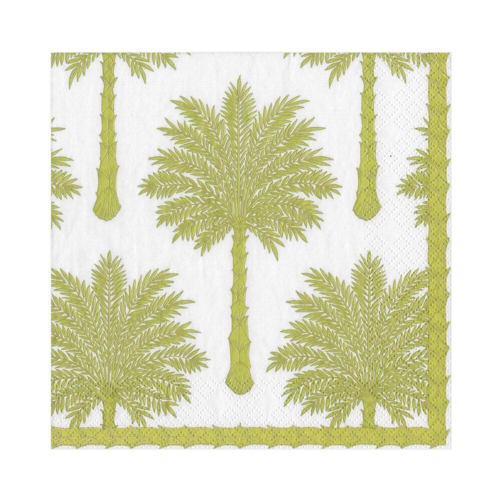 SERVIETTE PALMIERS ET LISERE VERT 33CM (x20)
