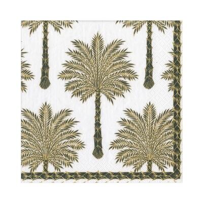 SERVIETTE PALMIERS ET LISERE NOIR 33CM (x20)