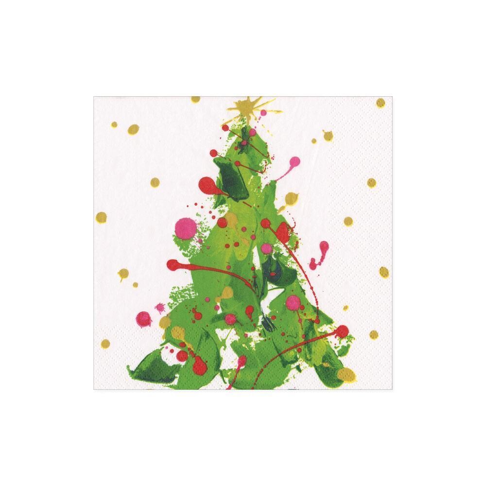 SERVIETTE COCKTAIL SAPIN DE NOEL DESIGN 12.7CM (x20)