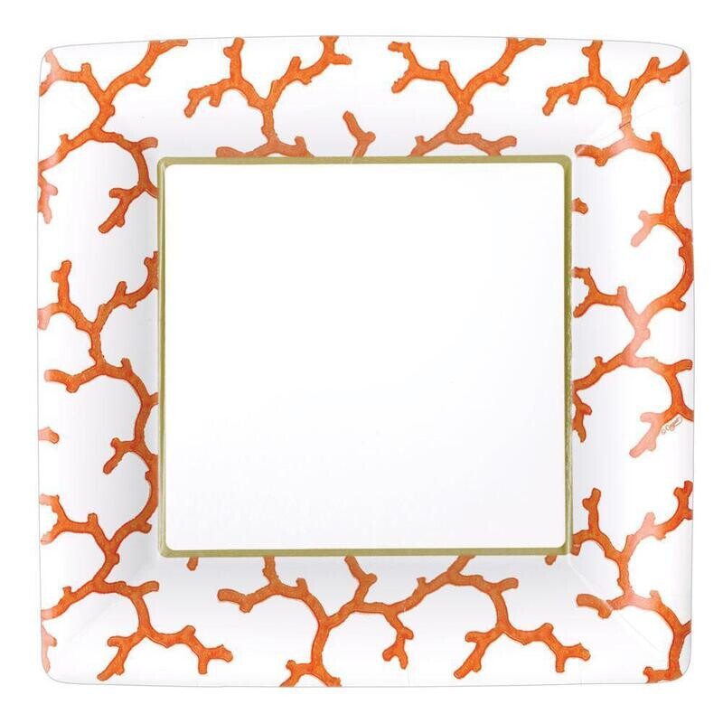 ASSIETTE BLANCHE MOTIF CORAIL 26CM (8)