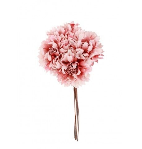 BOUQUET 4 FLEURS VIEUX ROSE 26CM / BOUTON DIA 6CM