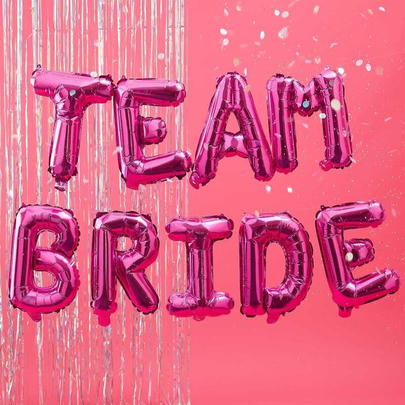 GUIRLANDE DE BALLONS METAL TEAM BRIDE FUSCHIA 2M