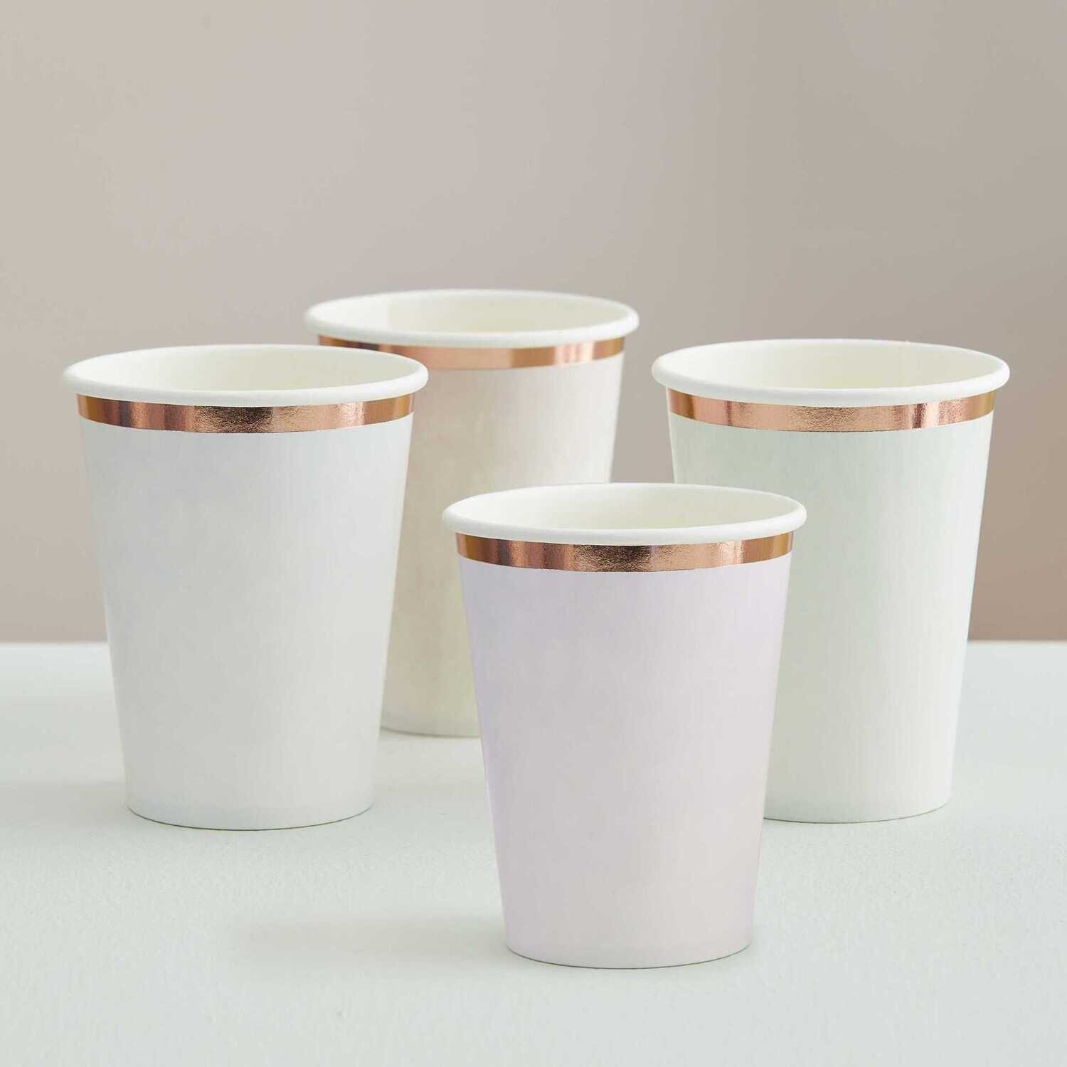 GOBELET PASTEL ASSORTIS LISERE ROSE GOLD 260 ML (8)