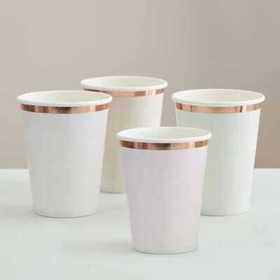 GOBELET PASTEL ASSORTIS LISERE ROSE GOLD 260 ML (8)