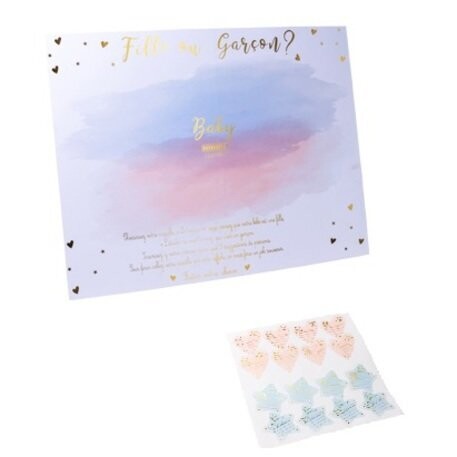 JEU GENDER REVEAL FILLE OU GARCON AVEC 32 STICKERS