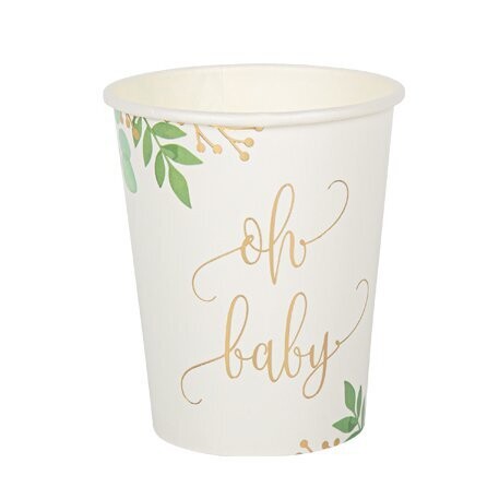 GOBELET "OH BABY" BLANC VERT ET OR 255ML (x8)
