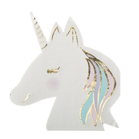 SERVIETTE SILHOUETTE LICORNE PASTEL ET OR 3 PLIS 32.5x30CM (x16)
