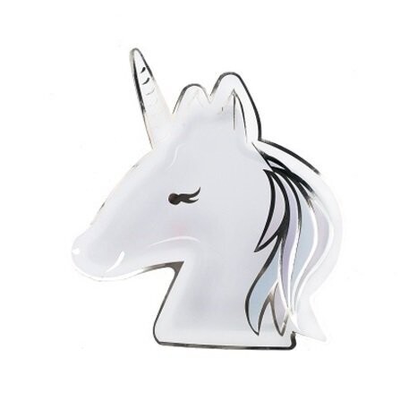 ASSIETTE SILHOUETTE LICORNE PASTEL ET OR 21.5x23CM (x8)
