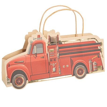 SAC A GOODIES POMPIER KRAFT ROUGE ET OR 30.5x15x5CM (x4)