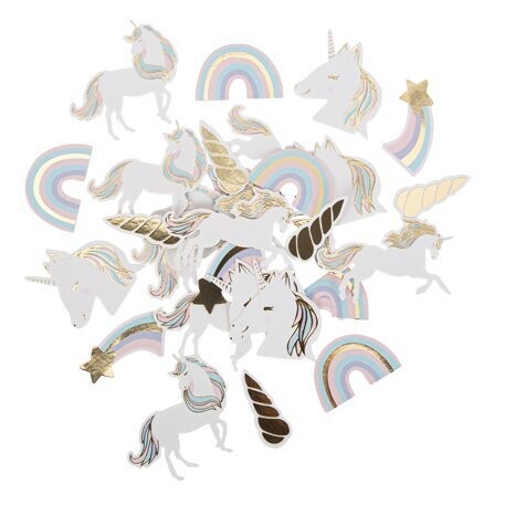 CONFETTIS LICORNE PASTEL ET OR 3,5 A 5,5CM (x100)