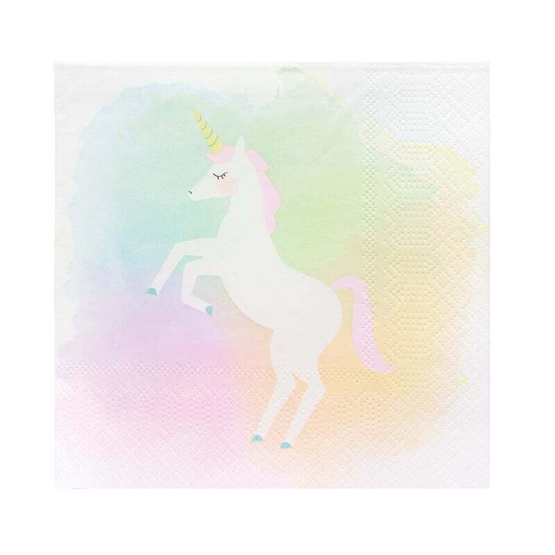 SERVIETTE LICORNE PASTEL 33CM (x20)