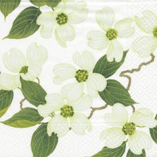 SERVIETTE FLEURS BLANCHES 33CM (x20)